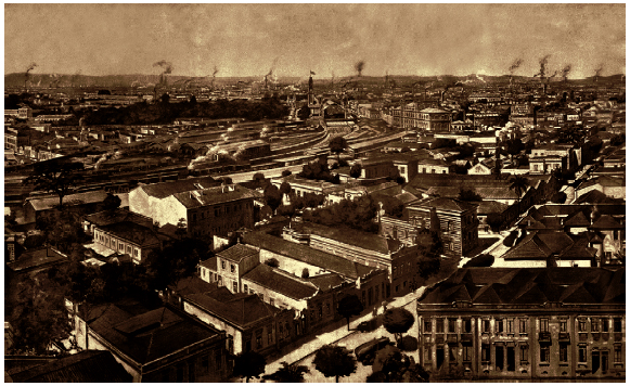 Segundo panorama de São Paulo (1922) - Detalhe. Valério Vieira.