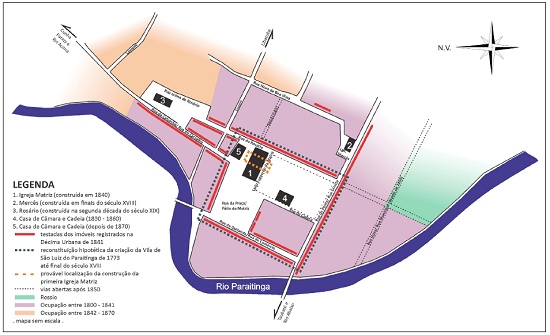 Reconstituição hipotética de São Luiz do Paraitinga na primeira metade do século XIX.