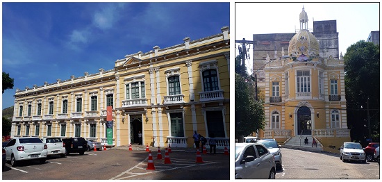 Palácio Anchieta (à esquerda) e Palácio Sônia Cabral (à direita), fotografias de 2019.