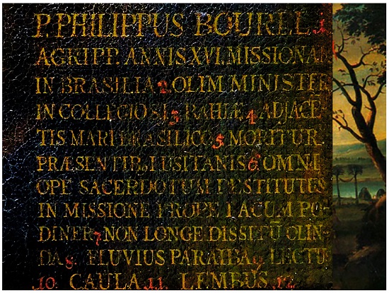 Inscrição em latim no canto inferior direito da tela.