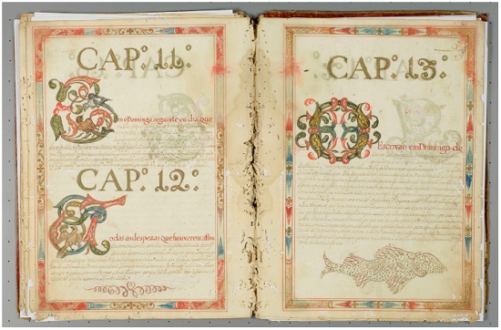 Bifólio antes do restauro. Foto: Cláudio Nadalin.