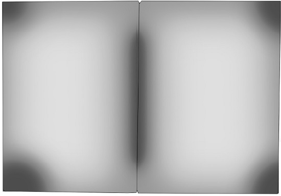 Padrão de localização das três tonalidades do suporte em um bifólio, 2019.