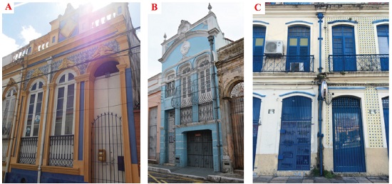 Fachadas com estudo cromático que destacam os dutos verticais e demais componentes metálicos. Fonte: Fotografias das autoras.