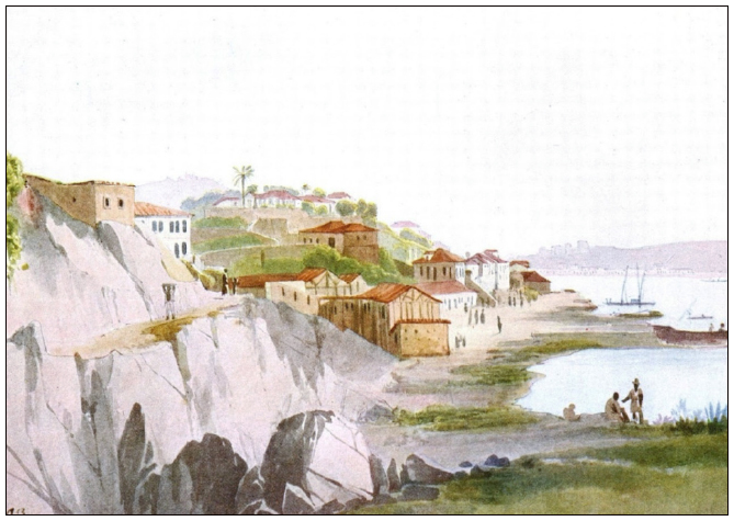 Thomas Ender, Cercanias de Val-Longo, aquarela, 1817. Nela, v&ecirc;-se o processo de quebra da Pedra da Prainha, liberando paulatinamente a orla, tendo negros como protagonistas. Dois conversam &agrave; beira d&rsquo;&aacute;gua, enquanto outro sobe a pedreira carregando uma das pedras, j&aacute; fraturadas, que se v&ecirc; em primeiro plano. Comp&otilde;em ainda a cena um adulto e uma crian&ccedil;a, ao fundo. O trecho desobstru&iacute;do pelo corte da pedreira corresponde ao local em que seria edificado, posteriormente, o Trapiche da Pedra do Sal. Fonte: Acervo Kupferstichkabinett da Akademie der bildenden K&uuml;nste (Viena, &Aacute;ustria).