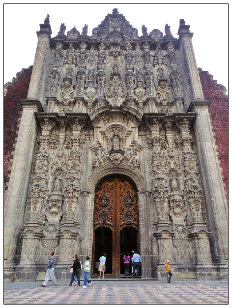Fachada do Sagrário Metropolitano, ao lado da Catedral do México, arquiteto Lorenzo Rodriguez.
