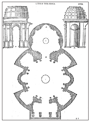 Planta de Igreja presente no Livro Terceiro do Tratado de Sebastiano Serlio, de 1552.
