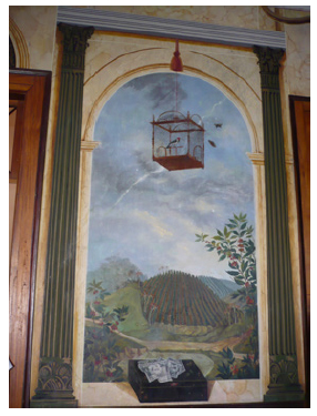 Pintura parietal na sala de jantar da Fazenda Resgate, maio de 2011.