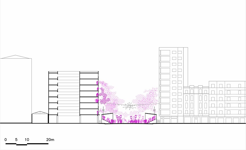  - Corte transversal da Avenida So Joo, na altura da Praa Jlio Mesquita, em 1974.