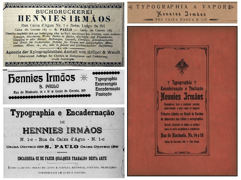  - Anncios da Tipografia Hennies Irmos publicados entre 1893 e 1906. 