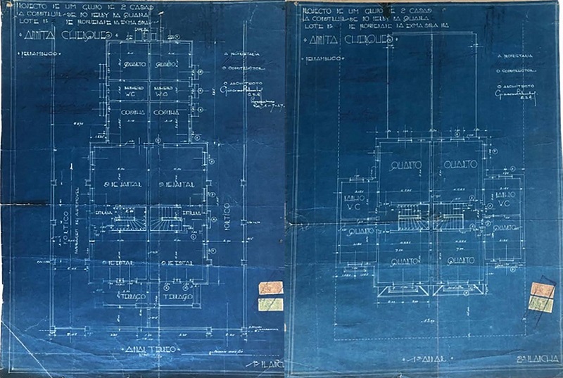  - Residncias Annita Cherques (1927) Plantas-Baixas dos trreos e primeiro pavimentos.