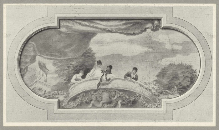 Sketch for a Ceiling Decoration in the House of Prince Bibesco. Renoir, Auguste, 1868. Watercolor, 11 �&rsquo; x 22 5/8&rsquo;&rsquo;.