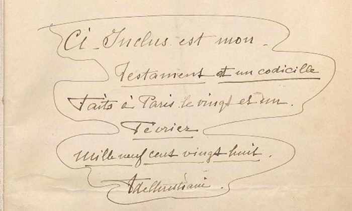 Christiani&rsquo;s testament&rsquo;s page de garde.