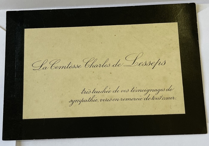 Card sent to one of the Teixeira Leite sisters by the Countess Charles de Lesseps. Museu Casa da Hera, MCH 90.10.143.