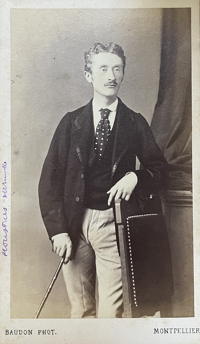 Picture of Albert de Reilhac, front. Albumin, Baudon Fr�res, Montpellier, around 1870. 6,5 x 9,5 cm.