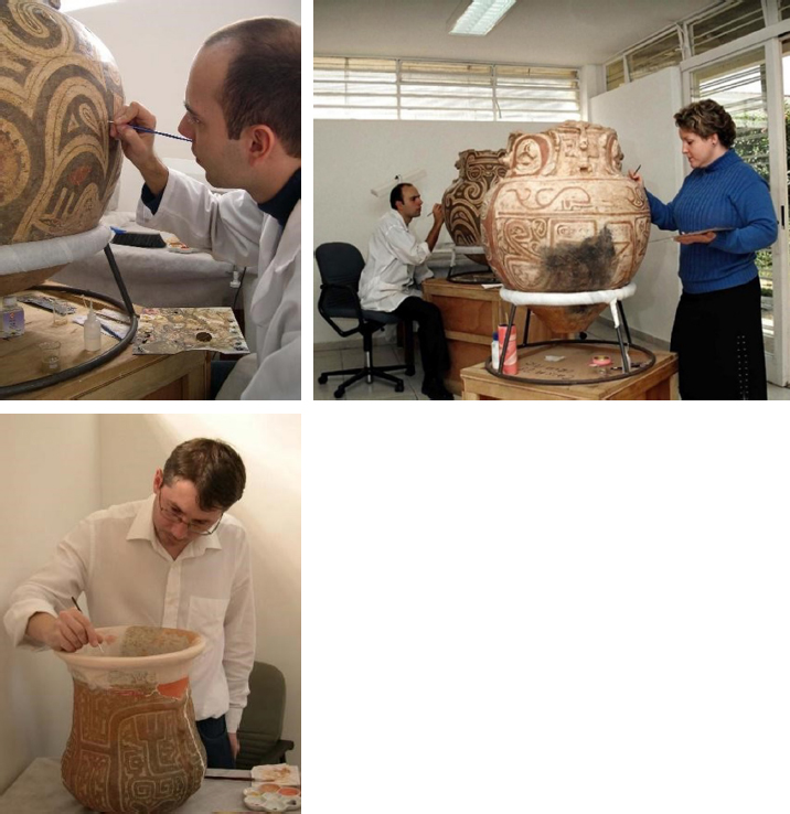 Processo de reintegra��o crom�tica e restaura��o em gesso.