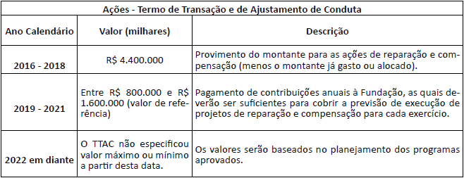 Detalhamento do Termo de Transa&ccedil;&atilde;o e de Ajustamento de Conduta.