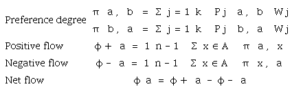 Preference degree, positive flow, negative flow and net flow equations