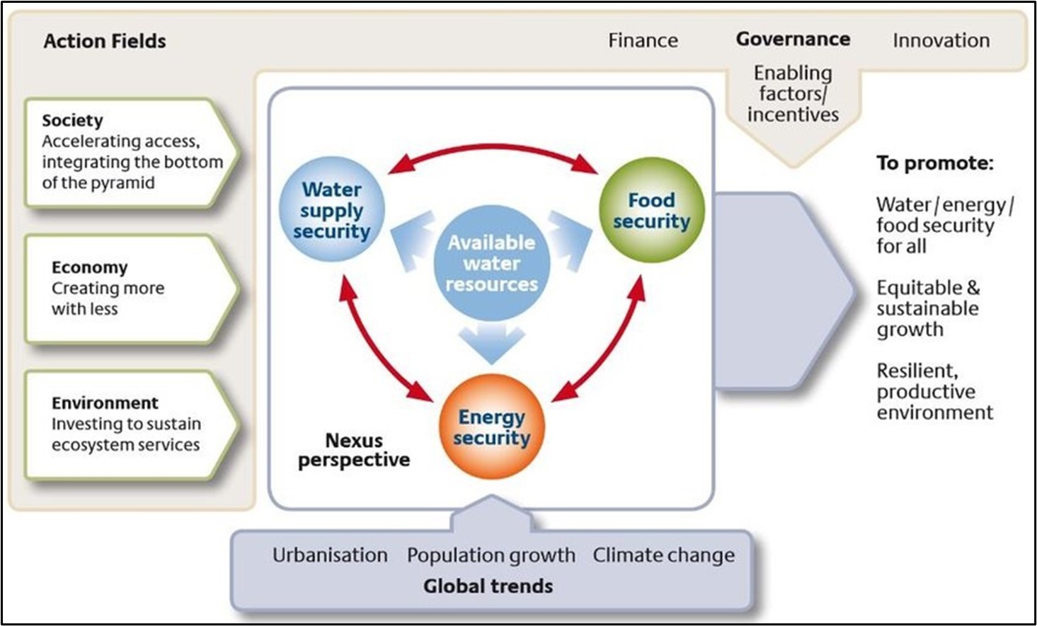 The FEW Nexus, according to the Bonn Conference, 2011