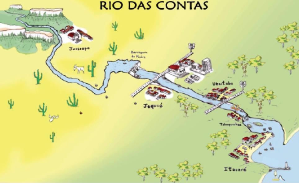 Pictorial-poetic image of the Das Contas River, Bahia.