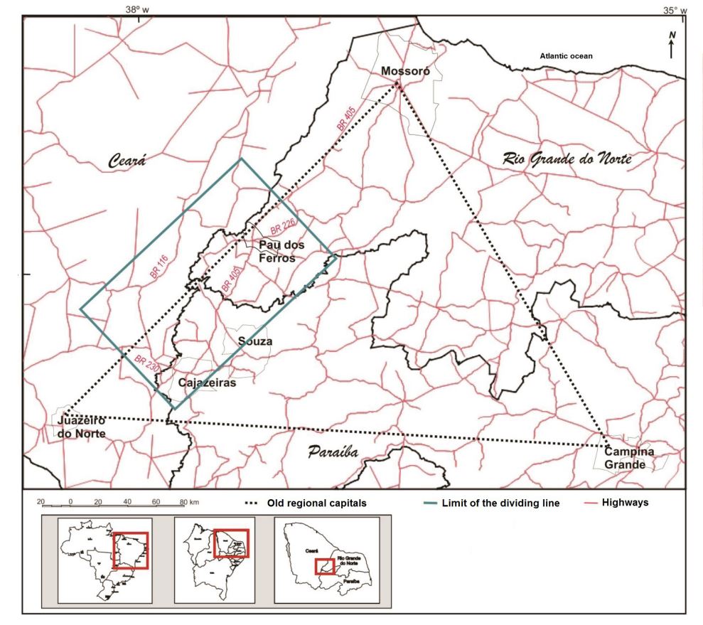 The RN-PB-CE dividing line formed by road junctions