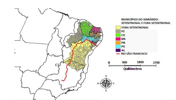  Semi-arid municipalities: Northern and Northern Brazil by UF, 2015.