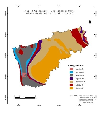 Map of Geological / Geotechnical Units of the Municipality of Itabirito