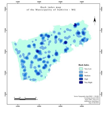 Hack index map of the Municipality of Itabirito