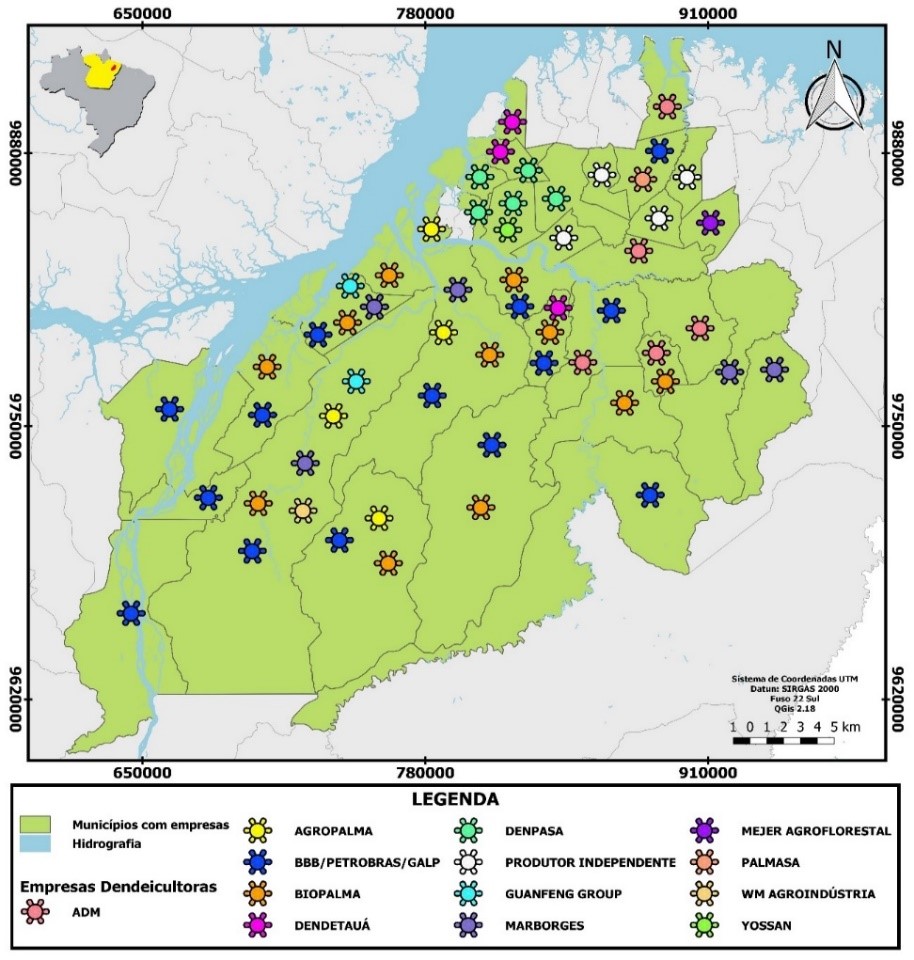Oil palm companies in the state of Pará - 2019.