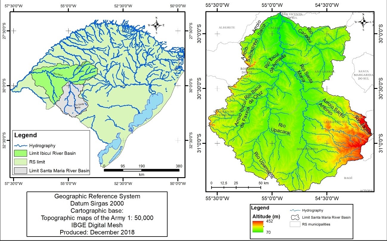 Map of the location of the Santa Maria River Basin