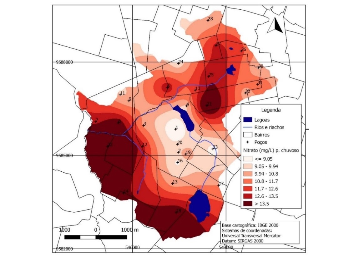 Zoning of N-NO3 - concentrations in the rainy season
