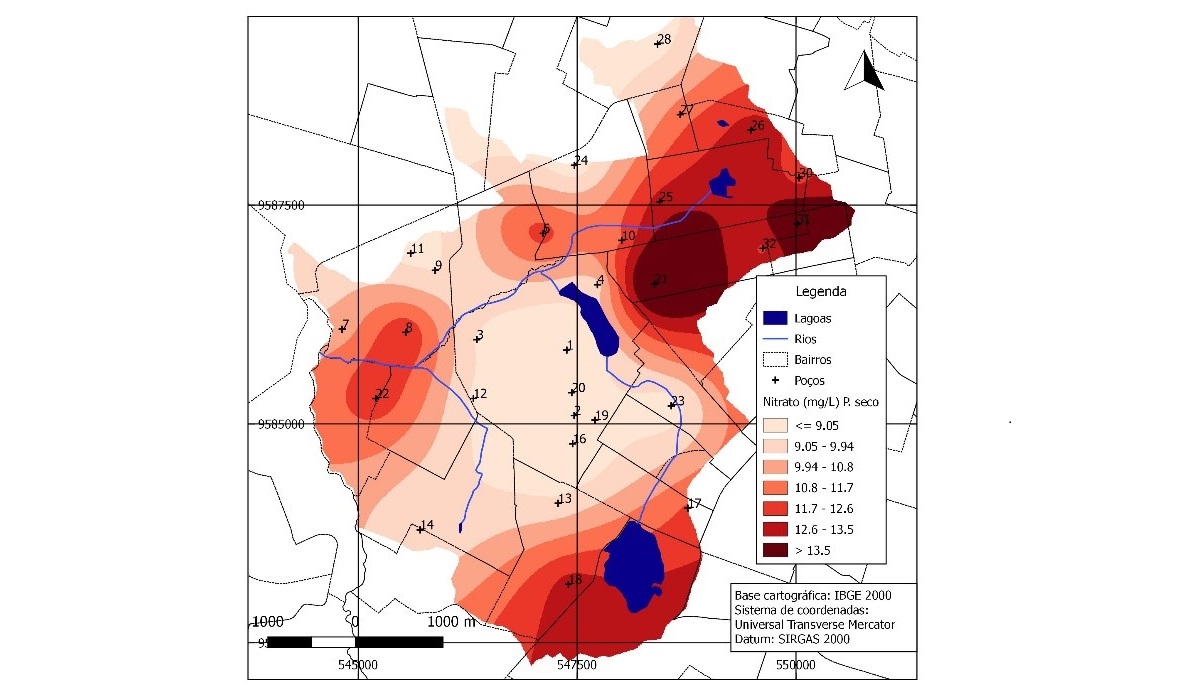 Zoning of N-NO3 - concentrations in the dry period