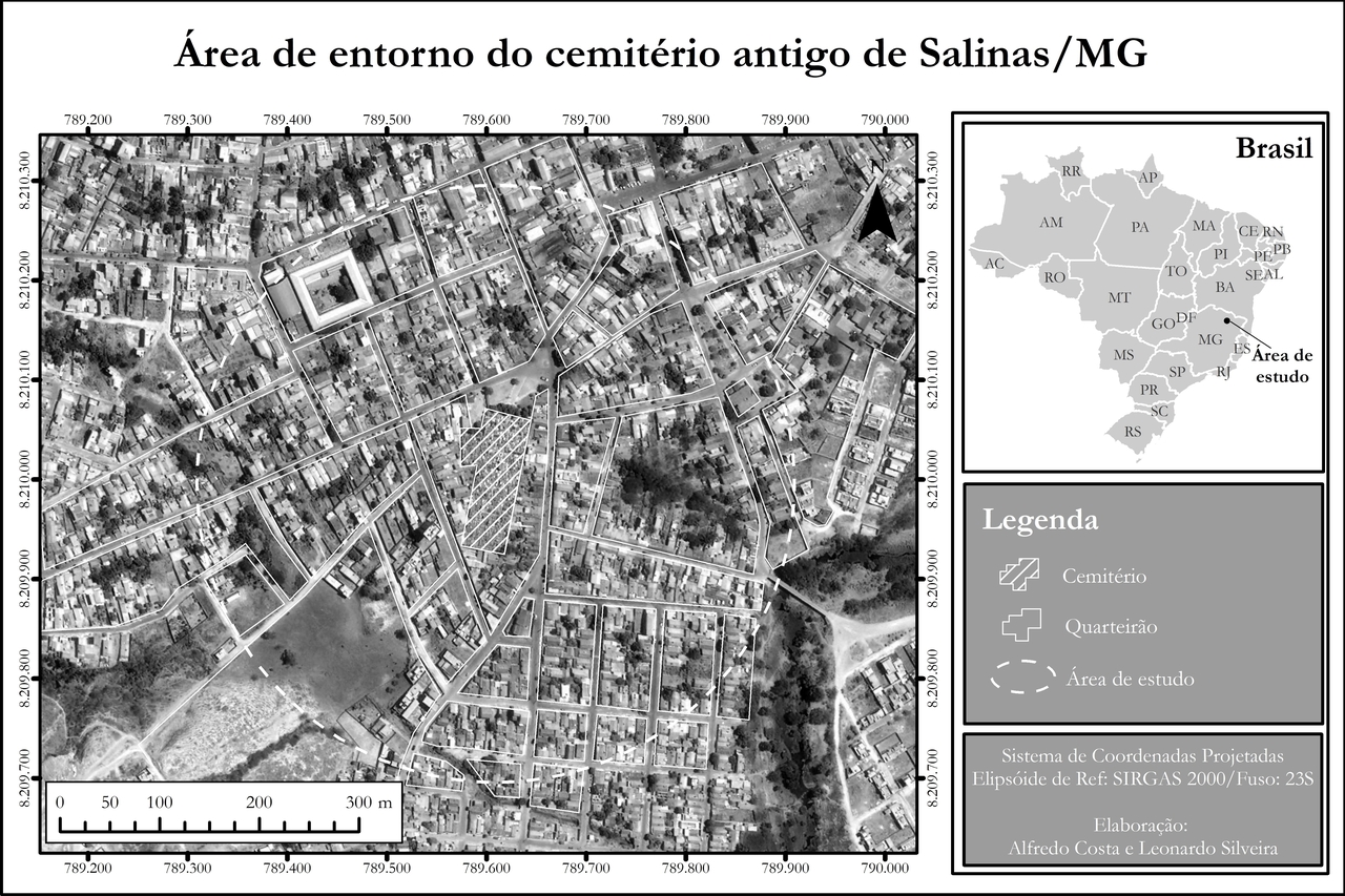 Study area: surroundings of the old cemetery of Salinas city/Brazil.