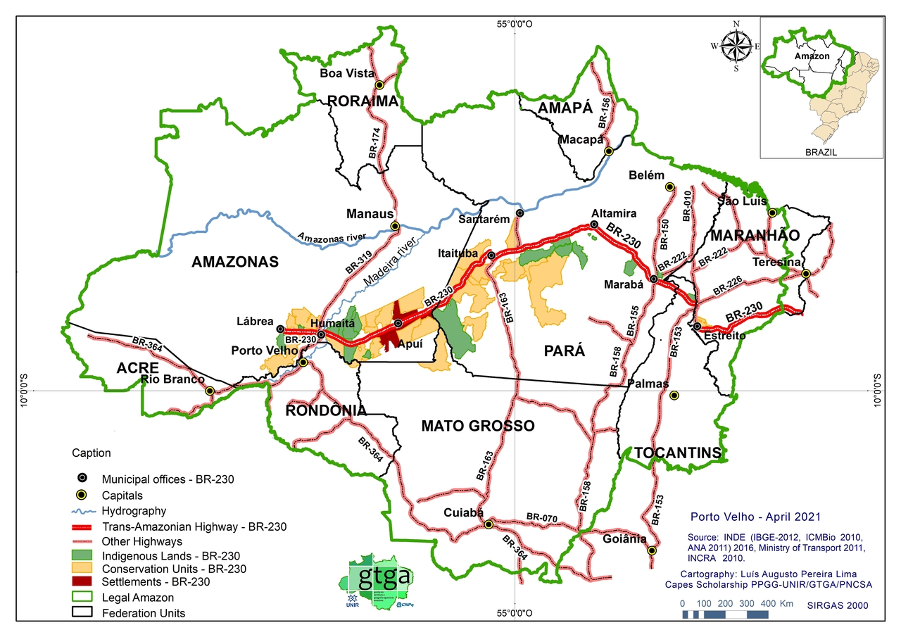 Main highways in the Legal Amazon (2019)