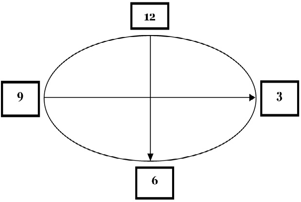  Forma de medida del tamaño utilizando el Método del reloj.