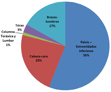 Segmento Corporal Afectado en Lesionados por Colisi&oacute;n en Tr&aacute;nsito.