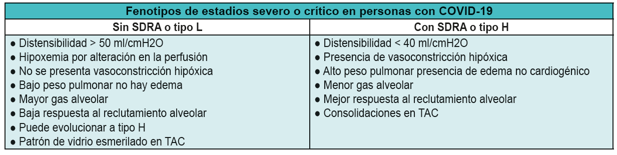 Caractersticas clnicas de fenotipos en neumona asociada a COVID-19