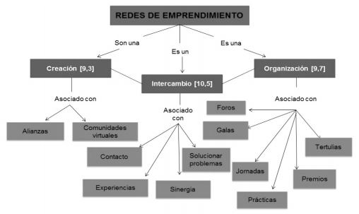 Representaci&oacute;n
de la relaci&oacute;n entre c&oacute;digos: Redes de emprendimiento