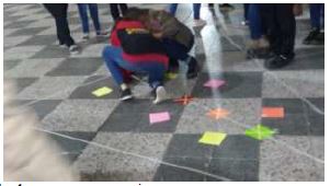 Trazado de segmentos con tiza.