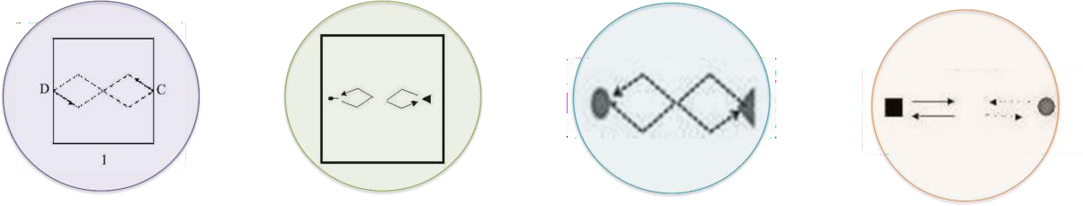  Representaci&oacute;n de la figura de avance-retroceso
de la danza de la chacarera.

 