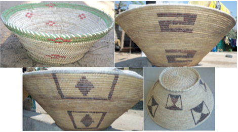 Cestos com enfeites geom&eacute;tricos