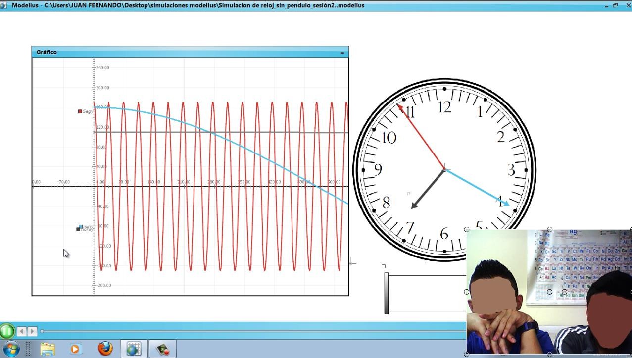 Pedro y Esteban comparan el movimiento de las
manecillas del reloj en la segunda simulación.
