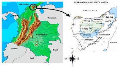 Ubicación geográfica de la sierra nevada de Santa Marta