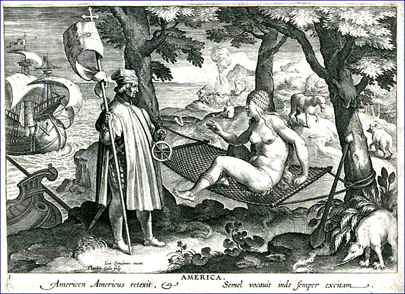 Alegoría a Américo Vespucio de Jan Van der Straet 1570.