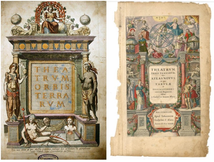 Portadas de dos ediciones de Theatrum Orbis Terrarum 1570.