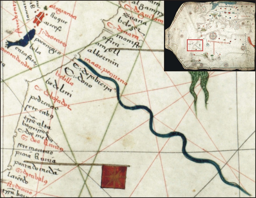Detalle de la Carta Portulana de Jorge de Aguiar de 1492