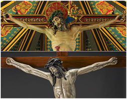 Crucificado de la catedral de St. Chad&rsquo;s, en Birmingham, c. 1500. Jan Borman (atrib.); y Cristo de La Laguna, 1514. L. van der Vule, Pa�ses Bajos septentrionales. Santuario del Sant�simo Cristo de La Laguna. 