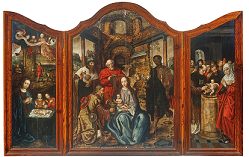 Tr�ptico de la Adoraci�n de los Reyes, c. 1515-1530. Estilo de Bruselas o �Maestro de la Adoraci�n de Amberes� (atrib.). Iglesia de Nuestra Se�ora de las Nieves, Taganana.
