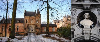Castillo de Gesthelholf, en Lier, 1770, y busto de Pieter van Dale en el castillo de Gesthelholf.