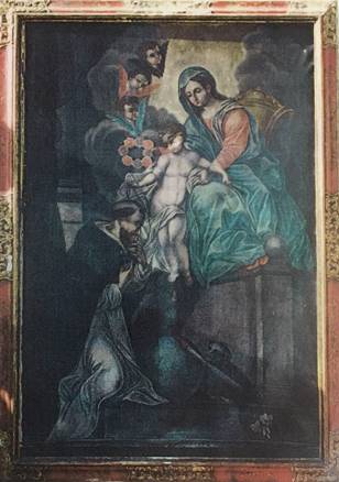 Virgen
del Rosario con Santo Domingo.