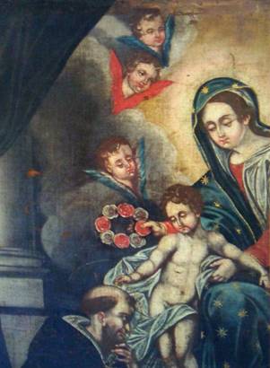 Copia de la Virgen del Rosario. Detalle. Francisca
Sp&iacute;nola.